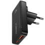 ESSAGER ES-CD61 GaN ultravékony gyorstöltő adapter USB-C / USB-A portokkal - 33W - fekete