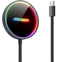 ESSAGER ES-WC17 vezeték nélküli MagSafe töltő háttérvilágítással iPhone / AirPods - 15W - fekete