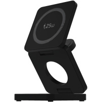IW31 3 az 1-ben összehajtható mágneses vezeték nélküli állvány iPhone / Apple Watch / AirPods-hoz - 25W - fekete