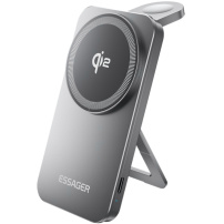 ESSAGER OJD-135 2 az 1-ben összecsukható mágneses vezeték nélküli állvány iPhone / Apple Watch-hoz - 15W - szürke