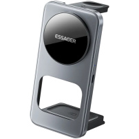 ESSAGER ES-T40 3 az 1-ben összecsukható mágneses vezeték nélküli állvány iPhone / Apple Watch / AirPods számára - 15W - szürke