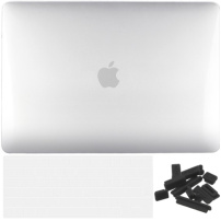 ENKAY 3 az 1-ben fényes tok ultra vékony EU billentyűzet tokkal és portvédő dugókkal MacBook Neo (A3404) készülékhez - átlátszó