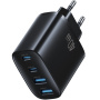 USAMS CC330 GaN gyorstöltő töltő adapter 2x USB-C / 2x USB-A portokkal - 40W - fekete