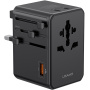 USAMS CC334 GaN univerzális úti töltő adapter 3x USB-C / USB-A porttal és kihúzható csatlakozókkal - 100 - fekete