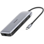 UGREEN 9 az 1-ben hub - SD / TF kártya slot / RJ45 / Display Port / HDMI / VGA / USB-C / 2x USB-A - USB-C - szürke