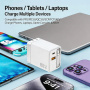 Adapter készlet USB-C / USB-A portokkal és kihúzható USB-C kábellel - 80W - sárga