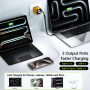 Adapter készlet USB-C / USB-A portokkal és kihúzható USB-C kábellel - 120W - fekete
