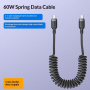 Yesido CA205 spirál töltő- és adatkábel - USB-C - USB-C - 1,2 m - fekete