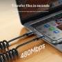 Yesido CA205 spirál töltő- és adatkábel - USB-C - USB-C - 1,2 m - fekete