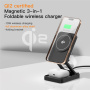 JJT-C42 3 az 1-ben összecsukható mágneses Vezeték nélküli Állvány iPhone / Apple Watch / AirPods készülékekhez - 15W - titánszürke