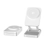 JJT-C42 3 az 1-ben összecsukható mágneses vezeték nélküli állvány iPhone / Apple Watch / AirPods számára - 15W - ezüst