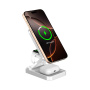 JJT-C42 3 az 1-ben összecsukható mágneses vezeték nélküli állvány iPhone / Apple Watch / AirPods számára - 15W - ezüst