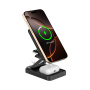 JJT-C42 3in1 összecsukható mágneses vezeték nélküli állvány iPhone / Apple Watch / AirPods készülékekhez - 15W - fekete