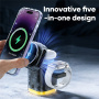 JJT-C53 Qi2 4v1 mágneses vezeték nélküli állvány lámpával és USB-C kábellel iPhone / Apple Watch / AirPods készülékekhez - 30W - fekete