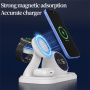 3 az 1-ben mágneses vezeték nélküli állvány órával, hangfallal és háttérvilágítással iPhone / Apple Watch / AirPods készülékekhez - 15W - fehér