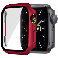 Matt védő tok edzett üveggel - Apple Watch 45mm - piros