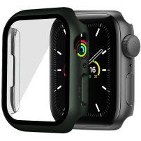 Matt védő tok edzett üveggel - Apple Watch 45mm - olívazöld