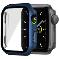 Matt védő tok edzett üveggel - Apple Watch 45mm - kék