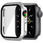 Matt védő tok edzett üveggel - Apple Watch 45mm - ezüst