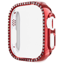 Fém tok kövekkel - Apple Watch Ultra 49mm - piros