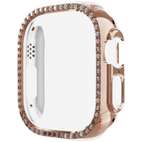 Fém tok kövekkel - Apple Watch Ultra 49mm - rózsaszín-arany