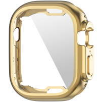 Fémes puha műanyag tok képernyővédővel - Apple Watch Ultra 49mm - arany