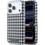 Karl Lagerfeld Houndstooth Resin Plate tok MagSafe-fel iPhone 17 Pro-hoz - fekete-fehér