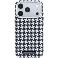 Karl Lagerfeld Houndstooth Resin Plate tok MagSafe-fel iPhone 17 Pro-hoz - fekete-fehér