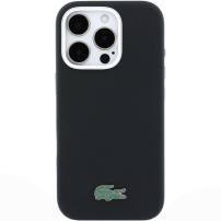 Lacoste Iconic Petit Pique Metal Logo tok MagSafe támogatással iPhone 16 Pro Max készülékhez - fekete