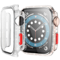 Csillogó védőtok edzett üveggel - Apple Watch 42mm - ezüst