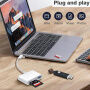 3 az 1-ben redukció kártyaolvasóval - slot SD / TF kártyához - USB-A - USB-C / Lightning - fehér