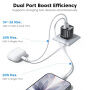 Toocki TC2220 GaN mini gyorstöltő töltő adapter USB-C / USB-A portokkal - 20W - fekete