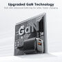 Toocki TC2220 GaN mini gyorstöltő töltő adapter USB-C / USB-A portokkal - 20W - fekete