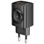 Toocki TCT20 töltő adapter USB-C / USB-A portokkal és integrált Apple Watch töltővel - 20W - fekete