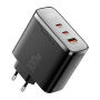 ESSAGER ES-CD56 GaN gyorstöltő töltő adapter kijelzővel és 2x USB-C / USB-A portokkal - 100W - fekete