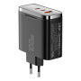 ESSAGER ES-CD56 GaN gyorstöltő töltő adapter kijelzővel és 2x USB-C / USB-A portokkal - 100W - fekete