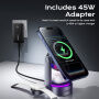 ESSAGER T50 Qi2 3 az 1-ben mágneses vezeték nélküli állvány háttérvilágítással iPhone / Apple Watch / AirPods készülékekhez - 25W - szürke