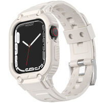 Tartós Armor tok pánttal - Apple Watch 45mm / 44mm / 42mm - krémszínű