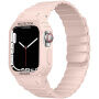 Tartós szilikon tok mágneses szíjjal Apple Watch 41mm / 40mm-es órához - rózsaszín