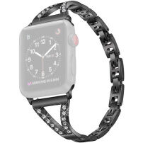 xDfind vékony, kövekkel díszített rozsdamentes acél Pánt Apple Watch 42mm / 41mm / 40mm / 38mm - fekete