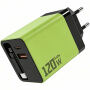 Adapter készlet USB-C / USB-A portokkal és kihúzható USB-C kábel - 120W - zöld