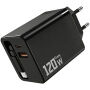 Adapter készlet USB-C / USB-A portokkal és kihúzható USB-C kábellel - 120W - fekete