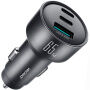 JOYROOM CCN19 autós töltő 2x USB-C / USB-A porttal - 65W - sötétszürke