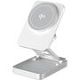 JJT-C42 3 az 1-ben összecsukható mágneses vezeték nélküli állvány iPhone / Apple Watch / AirPods számára - 15W - ezüst