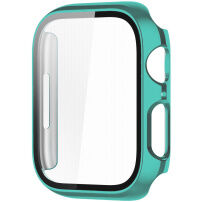 Fémbevonatú védőtok edzett üveggel - Apple Watch 41mm - türkizkék