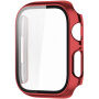 Fémbevonatú védőtok edzett üveggel - Apple Watch 41mm - piros