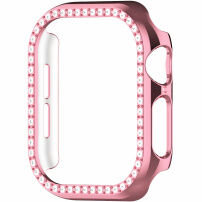Fémes, kövekkel kirakott behajtható tok Apple Watch 44mm-hez - rózsaszín
