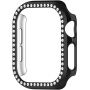 Kövekkel kirakott metál behajtható tok Apple Watch 44mm-hez - fekete