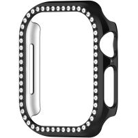 Fémes kövekkel díszített behajtható tok Apple Watch 45mm - fekete