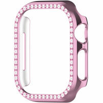 Fémes behajtható tok kövekkel díszítve Apple Watch 45mm - rózsaszín